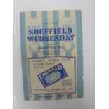 1943/1944 Sheffield Wednesday v Bradford Park Avenue, a programme from the War Cup game on 11/03/