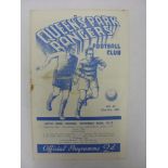 1937/38 QPR v Crystal Palace, a programme from the game played on 23/10/1937, folded, rust marks, no