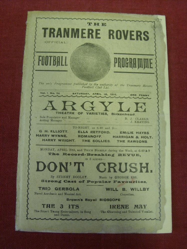1913/14 Tranmere Rovers v Birmingham, a programme from the Friendly game played on 18/0-4/1914, ex - Image 4 of 11