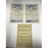 1945/1946 Portsmouth V Brentford, 3 Football Programmes From The Season, Home & Away, At