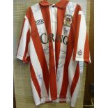 1993/1994 Stoke City, a red/white home football shirt as worn by Number 10, Simon Sturridge, who