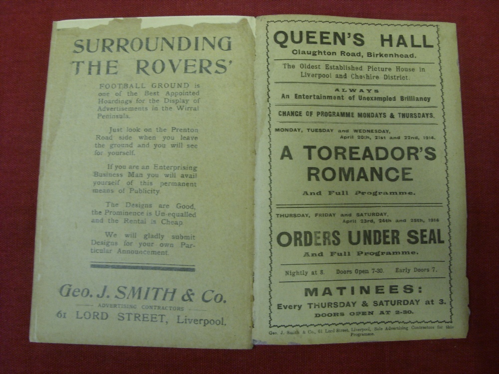 1913/14 Tranmere Rovers v Birmingham, a programme from the Friendly game played on 18/0-4/1914, ex - Image 11 of 11