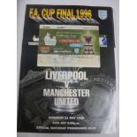1996 FA Cup Final, Liverpool v Manchester Utd, a programme, Teamsheet, an unused complimentary