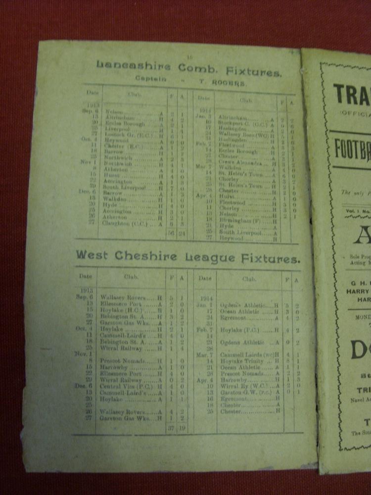 1913/14 Tranmere Rovers v Birmingham, a programme from the Friendly game played on 18/0-4/1914, ex - Image 2 of 11