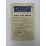 1943/1944 Manchester City v Bradford Park Avenue, a programme from the game played on 06/09/1944
