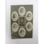 1904 Sheffield Wednesday, a postcard by 1903/1904 showing the Trophy and 6 players (pen pictures)