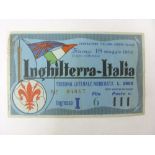 1952 Italy v England, a football match ticket for the friendly game played in Florence on 18/05/