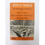 1962/63 Wolverhampton Wanderers v Sangu of Brazil, a programme from the game played in Toronto on