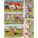 RUGBY Five humorous colour cartoon postcards issued by Davidson Bros. in the early 1900's. Generally