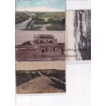 GOLF Four postcards: 39248 Mundesley, Golf Links 1910, Golf House from Links, Old Hunstanton