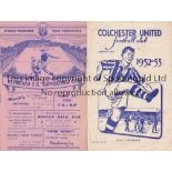 COLCHESTER / WEYMOUTH Both programmes from the Weymouth v Colchester United FA Cup 2nd Round ties,