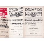 SOUTHAMPTON Eight programmes from matches played at the Dell in 1961/62. Southampton friendlies v