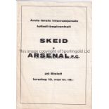 ARSENAL Programme for the away Friendly v Skeid 10/5/1962 in Oslo, Norway. Slightly creased.