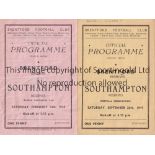 BRENTFORD / SOUTHAMPTON Two programmes both four Pagers for matches at Griffin Park between