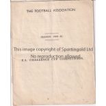 FA CUP A collection of FA documents featuring a list of entries and qualifying matches for the