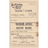 CHESHAM UNITED 1936 Chesham United home programme v Hoxton Manor, 14/11/1936, Spartan League, six