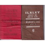 ILKLEY CRICKET CLUB Two Ilkley Cricket and Bowling Club members cards with Rules and Fixtures for