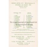 CARLISLE - CELTIC 69 Carlisle United matchcard programme v Celtic 2/8/69, strong Celtic side with