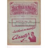 ASTON VILLA V ARSENAL 1939 Programme for the League match at Villa 28/1/1939, very slight horizontal