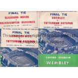 CUP FINALS 1960-62 Three FA Cup Final programmes, 1960 Blackburn v Wolves, 61 Tottenham v