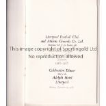 LIVERPOOL Menu for the Celebration Dinner at the Adelphi Hotel 19/9/1966 for winning the First