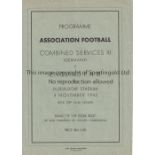 WARTIME FOOTBALL IN GERMANY Programme for Combined Services XI v England F.A. XI in Dusseldorf 4/