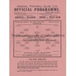 ARSENAL Home programme v QPR 22/111941. light folds, 2 small holes on left side. Generally good