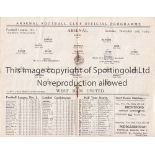 ARSENAL Programme for the home League match v. West Ham United 2/11/1929, slightly creased.