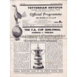 FA CUP SEMI FINAL Programme Arsenal v Chelsea FA Cup Semi Final at Tottenham 29/3/1952. Horizontal