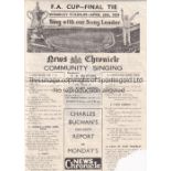 1934 FA CUP FINAL News Chronicle official songsheet, 1934 Cup Final, Manchester City v Portsmouth,