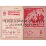 ACCRINGTON STANLEY Two home programmes v. Portsmouth 58/9 FA Cup and v. Darlington 51/2, split on