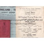 HOCKEY Single sheet programme for Women's International in London, All England Touring Team (1921)