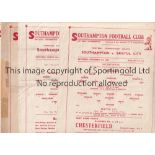 SOUTHAMPTON Four Single Sheet Southampton Reserves home programmes from the 1946/47 season v Bristol