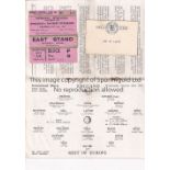 ENGLAND AT ARSENAL 1938 Programme, ticket and FA name card for England v The Rest Of Europe 26/10/