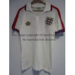 ENGLAND SHIRT 1975 Believed to be worn by Dennis Tueart in Cyprus on 11/5/1975. White, short