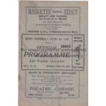 BURY / MAN UNITED Programme Bury v Manchester United 2/4/1932. Rusty staple removed. Team changes