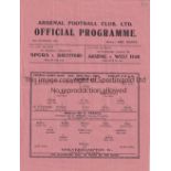 ARSENAL Home programme v Wolves 29/12/1945. Slightly creased. Generally good