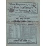 WEST HAM 1937 4 Page programme West Ham United v Bradford City April 16th 1937. Team changes on line