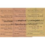 BRENTFORD / SOUTHAMPTON Three programmes for Wartime matches between Brentford and Southampton at