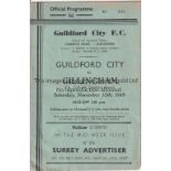 GUILDFORD / GILLINGHAM 1949 Programme Guildford City v Gillingham FA Cup 4th Qualifying Round 12/