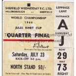 1966 WORLD CUP TICKET A Quarter Final ticket for the match between West Germany and Uruguay played