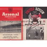 MAN UNITED / WALTHAMSTOW / ARSENAL Both programmes from the Manchester United v Walthamstow Avenue