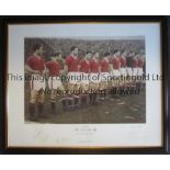 MANCHESTER UNITED A 32" X 26" framed and glazed limited edition print of The Busby Babes - The