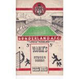 SUNDERLAND / MAN UNITED Programme Sunderland v Manchester United 8/3/1952. "Man Utd" written on