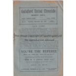 GUILDFORD / NORTHAMPTON 1923 Programme Guildford United v Northampton Town Southern League 15/12/