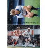 DERBY COUNTY Ten signed photos showing players from the 1960s – 1980s, all measuring 8” x 6” and