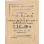 BRENTFORD / CHELSEA 4 Page programme Chelsea v Brentford 11/5/1940. This was a Chelsea home match