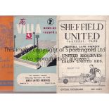 LEEDS UNITED Two away Reserve team programmes v. Sheff. Utd. 26/4/1952 and Aston Villa 7/11/1959