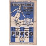 BRIGHTON & HOVE ALBION V ARSENAL 1935 Programme for the FA Cup match at Brighton 12/1/1935. Good