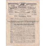 ARSENAL Programme for the home League match v. Burnley 28/8/1922, creased and punched holes